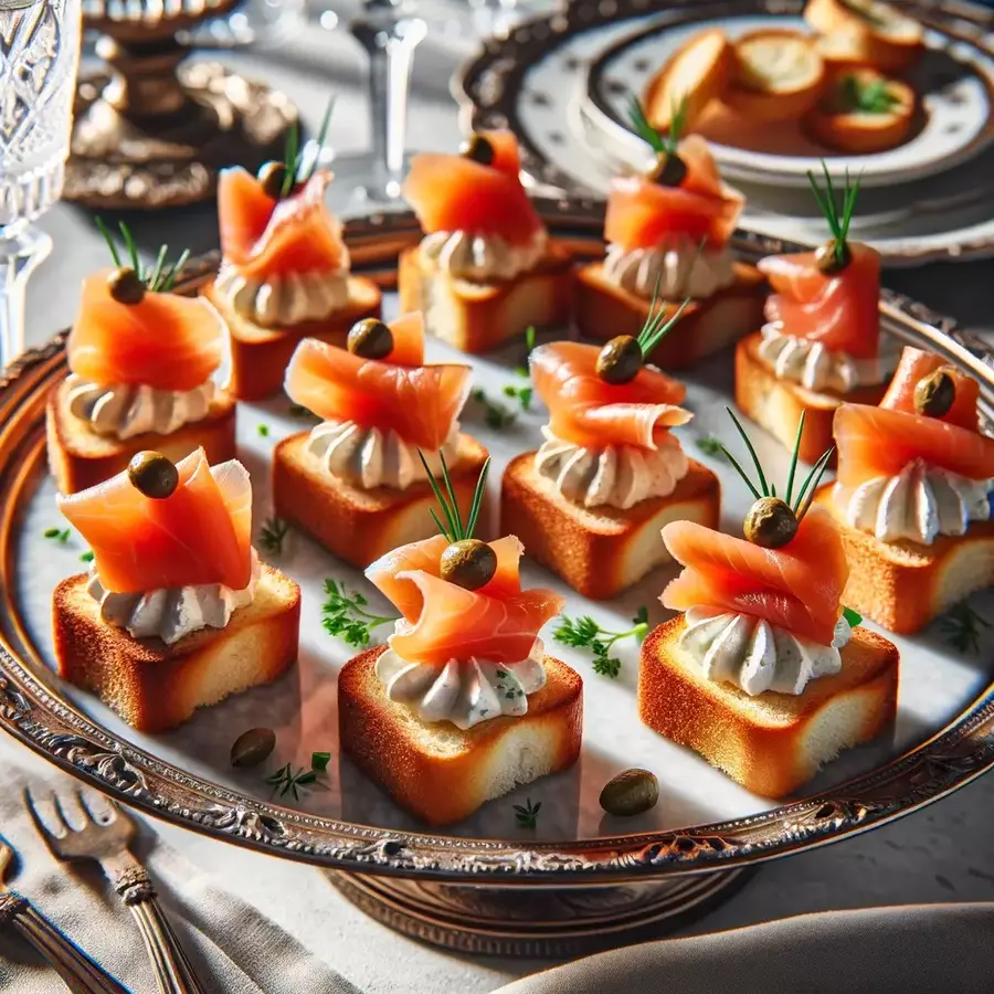 Canapés de Torrada com Salmão Defumado